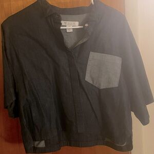 Dark Blue and Light Blue Denim Crop Top